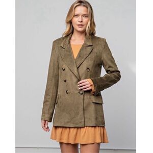 Easel Faux Suede Double Breasted Blazer